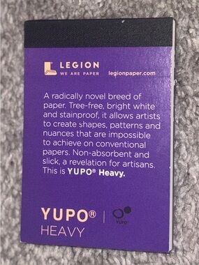 New! YUPO “Heavy” Mixed Media Pad w/10 pages of tree-free paper.(mixed media…